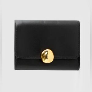 Madewell sculpted metal trifold wallet - black leather